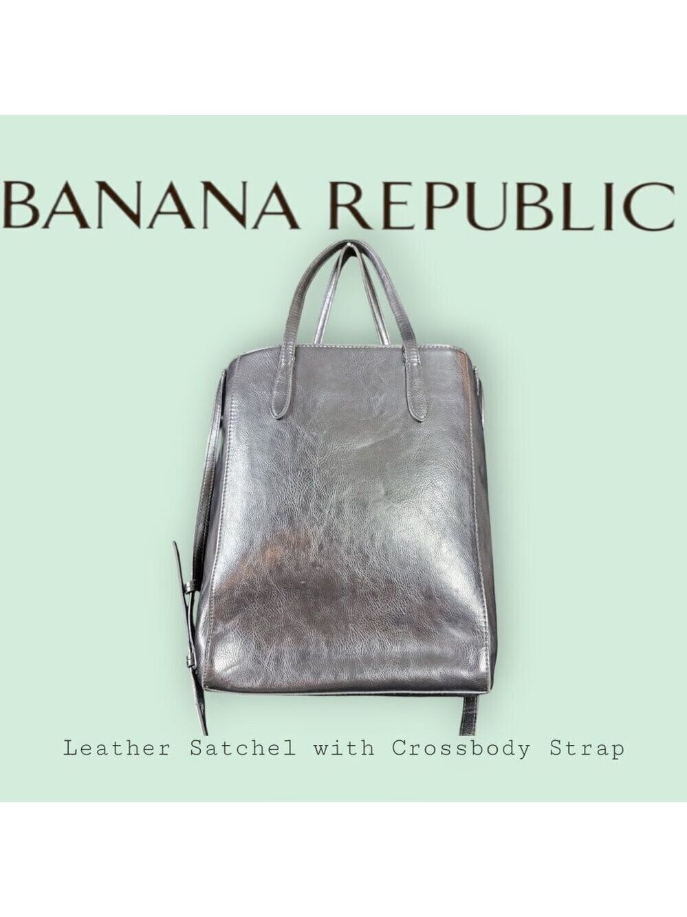 Banana Republic Black Leather Zip-Top Crossbody Satchel Bag | Soft | 9"x11"
